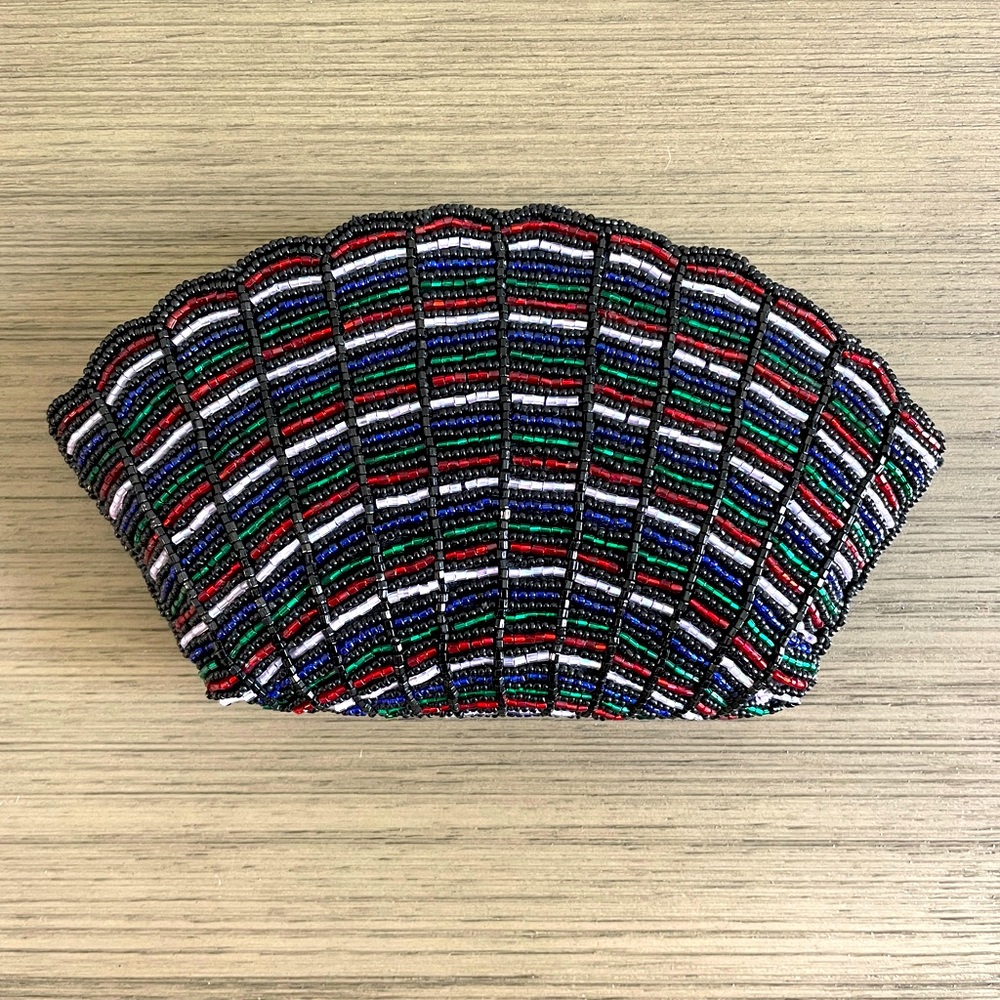 Neiman Marcus hand beaded “seashell” clutch purse